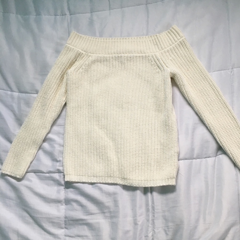 White Knit off the shoulder sweater